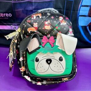 Betsey Johnson Christmas Dogs Small Backpack